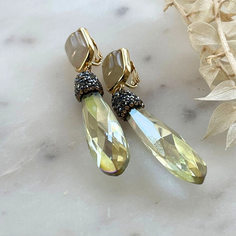 GABRIELLA Statement-Clip-Ohrringe mit Quarz und Kristalle mit Marcasite - Alessandra Schmidt Jewelry