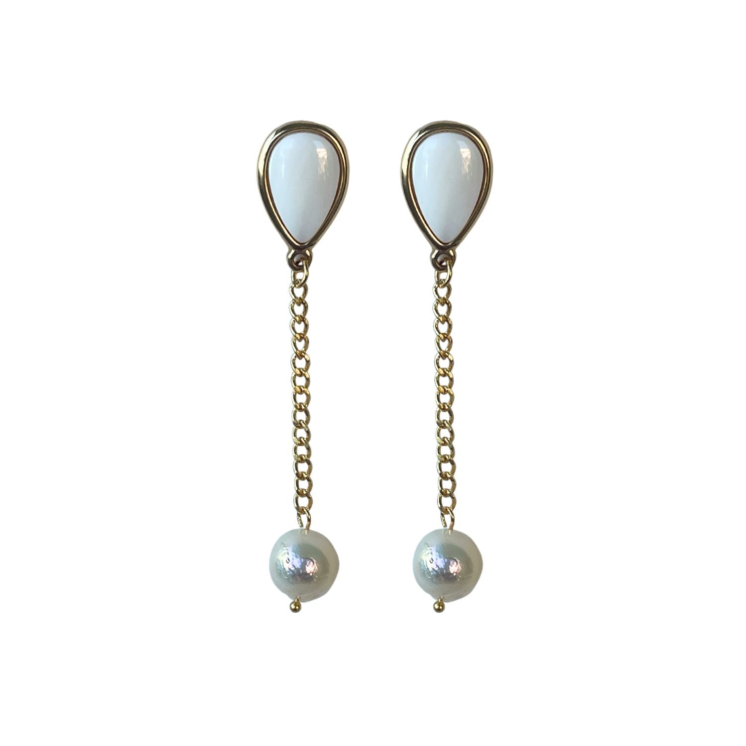 Perlen Ohrringe lang MARTA mit Perlmutt - Alessandra Schmidt Jewelry