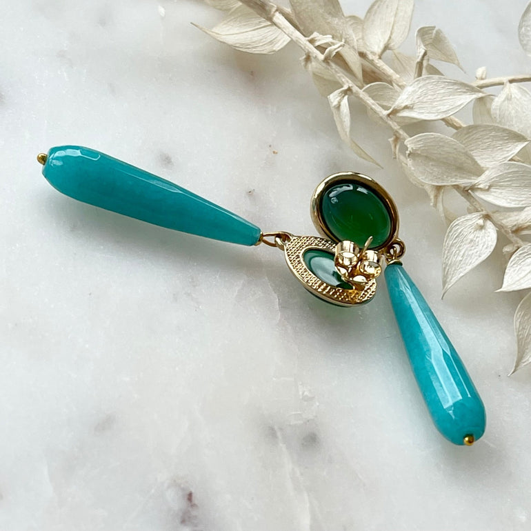 Ohrringe GABRIELA mit Achat grün und blau - Alessandra Schmidt Jewelry
