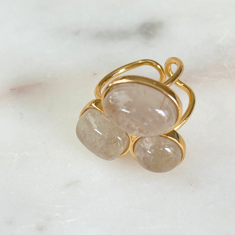 Ring LUCIANA 18 K Vergoldet Naturstein Rutil - Alessandra Schmidt Jewelry