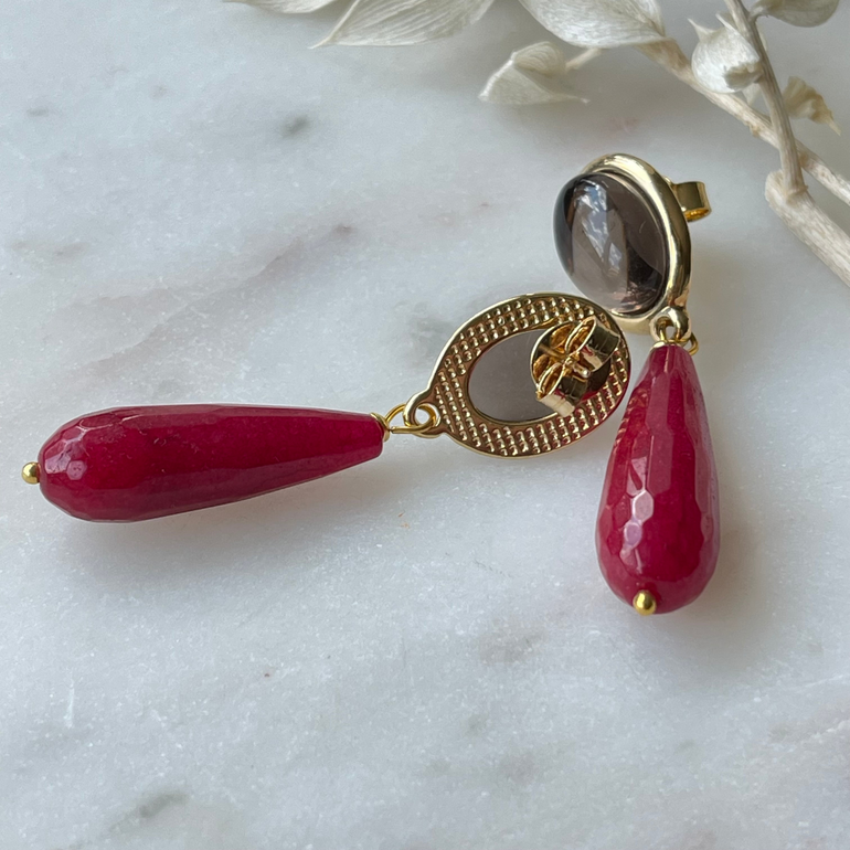 Ohrhänger GABRIELA mit Obsidian und Jade - Alessandra Schmidt Jewelry