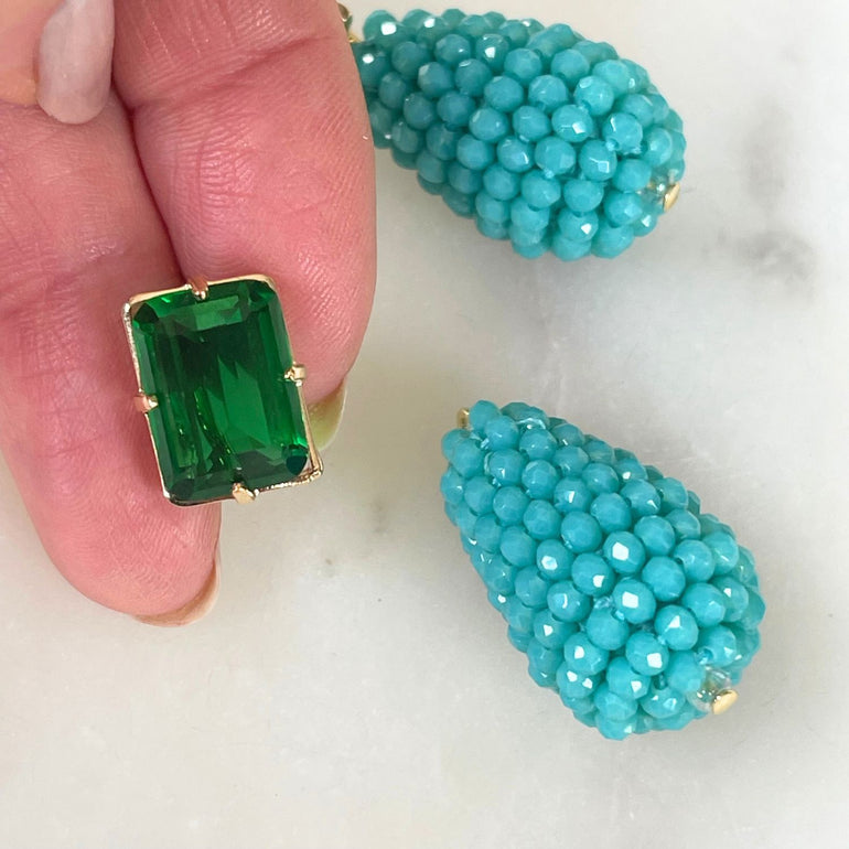 Ohrringe CHARLOTTE mit Kristallen In Türkis - Alessandra Schmidt Jewelry