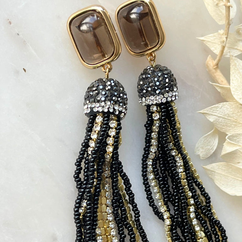 Fabelhafte Clip-Ohrringe FESTA mit Rutilsteine Markassite und Perlen - Alessandra Schmidt Jewelry