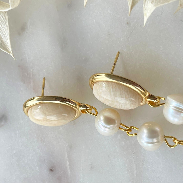 Perlen Ohrringe CLAUDIE mit Amazonit - Alessandra Schmidt Jewelry