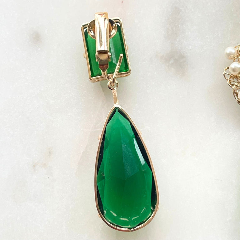 Ohrclips JARDIN D'EAU mit grünen Kristallen - Alessandra Schmidt Jewelry