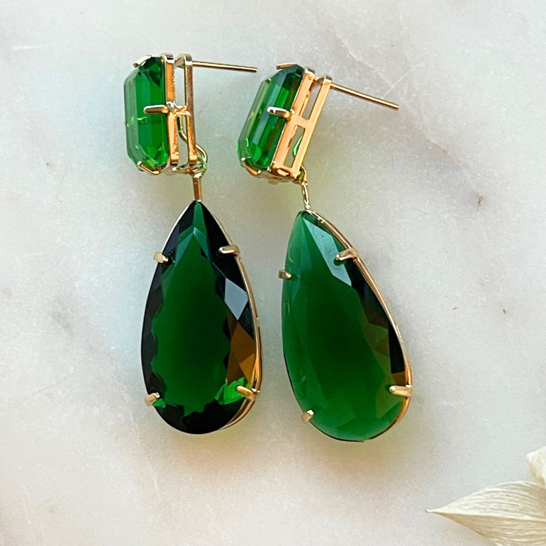 Ohrringe AZALEE mit grünen und roten Kristallen - Alessandra Schmidt Jewelry