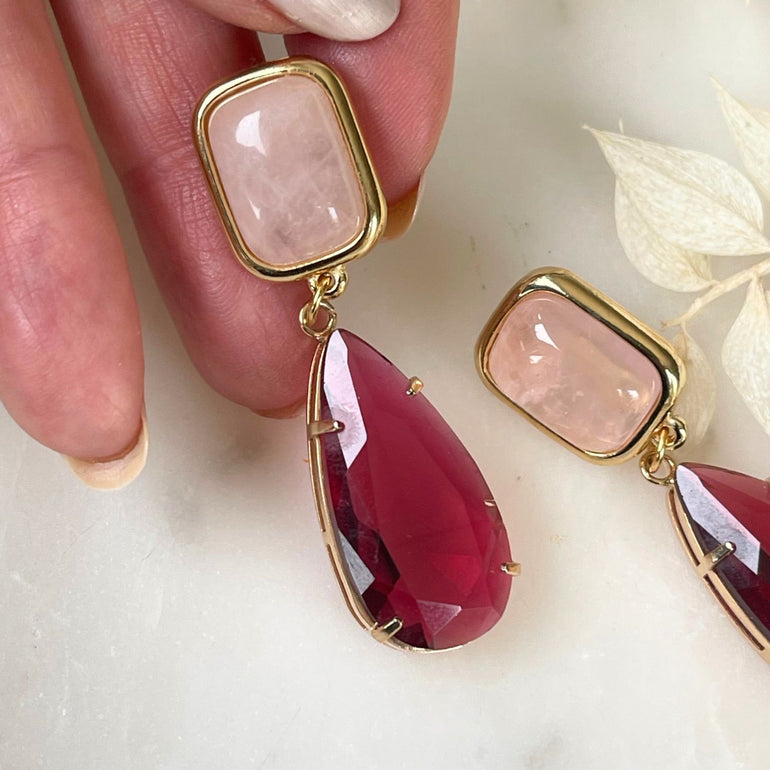 Ohrringe MARIELA mit Clips Quarz und Krystal - Alessandra Schmidt Jewelry