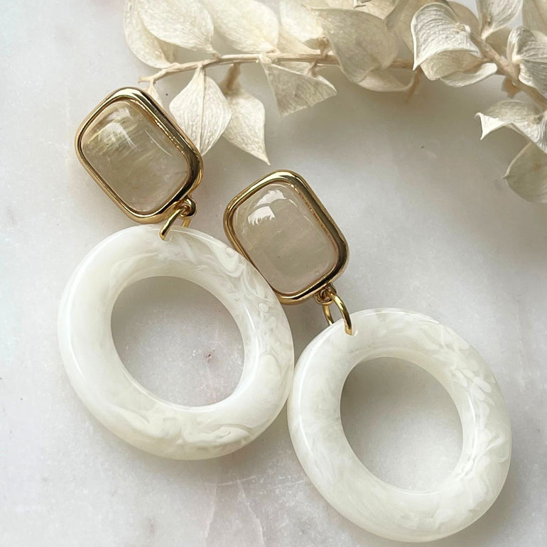 Ohrclips MARIELLA mit Rutilsteine und Resin - Alessandra Schmidt Jewelry