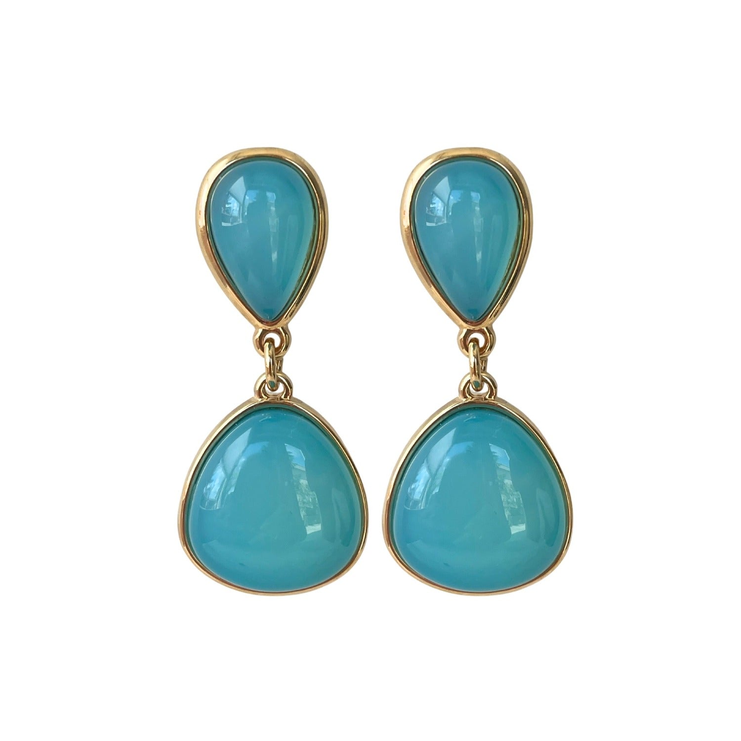 Blaue Ohrringe "ALESSANDRA" mit Naturstein Achat und Stecker-Verschluss, 4,5 cm Länge