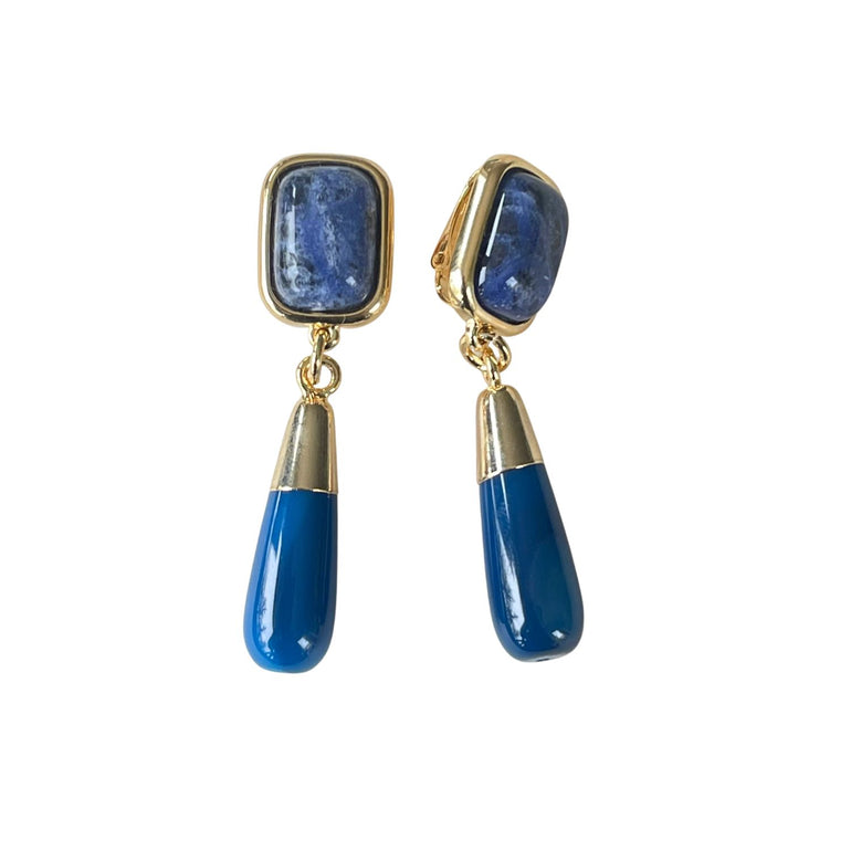Clip-Ohrringe GABRIELA mit Sodalit - Alessandra Schmidt Jewelry