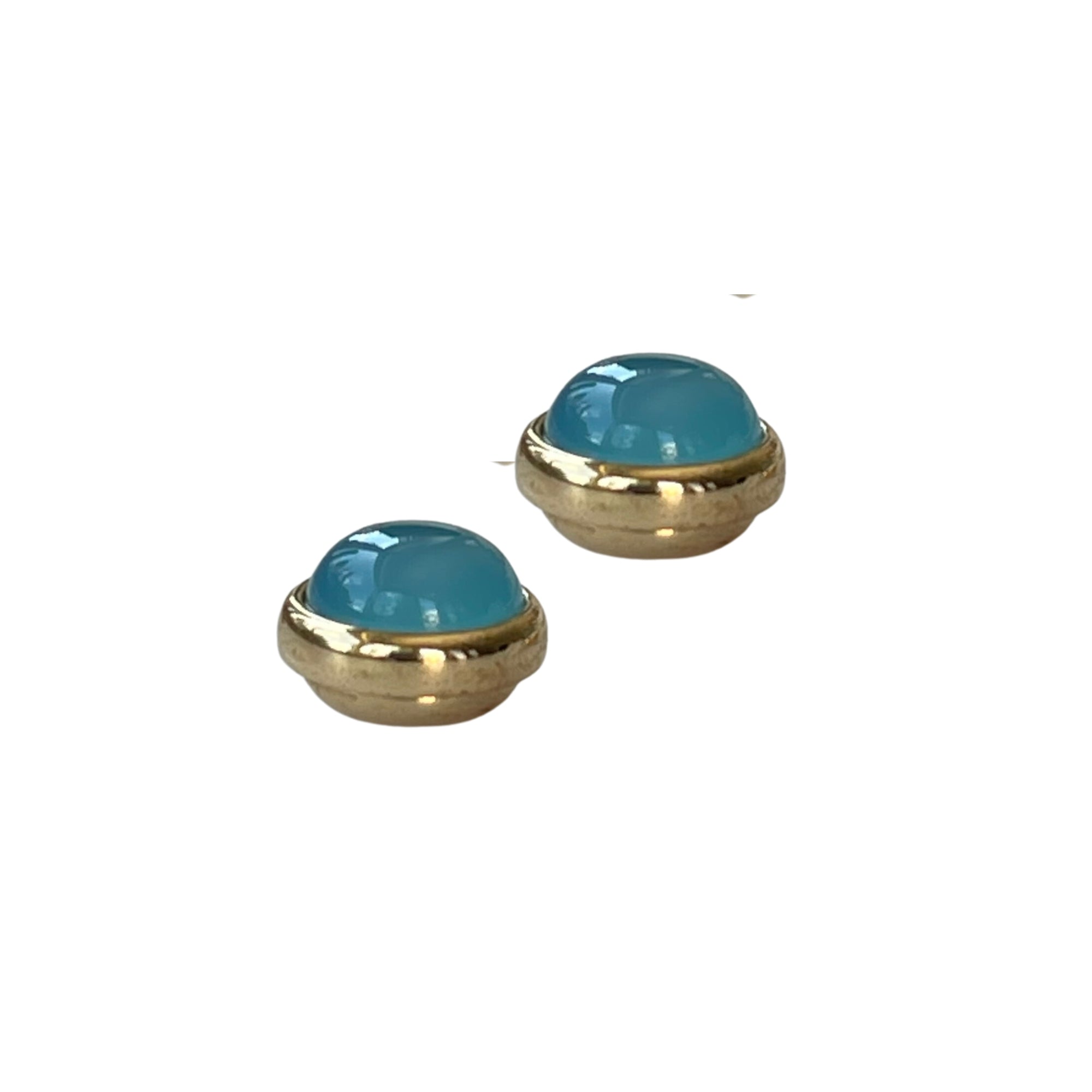 Ohrring mit Magnetverschluss aus blauem Achat - Durchmesser: 1,2 cm - Der Magnetverschluss erleichtert das Anlegen und sorgt dafür, dass der Ohrring fest im Ohr sitzt. 