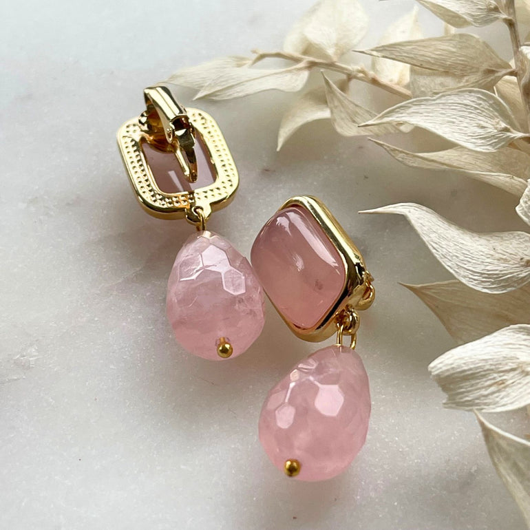 Ohrringe MARIELLA mit Rosenquarz - Alessandra Schmidt Jewelry