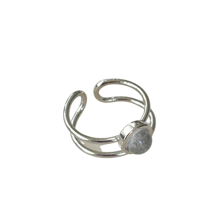 Ring TWIN Rodhiniert mit Bergkrystall  * Verleihe Deinem Look eine zeitlose, aber moderne Note mit diesem schönen Offener Ring  * Farbe: Durchsichtig  * Verstellbar