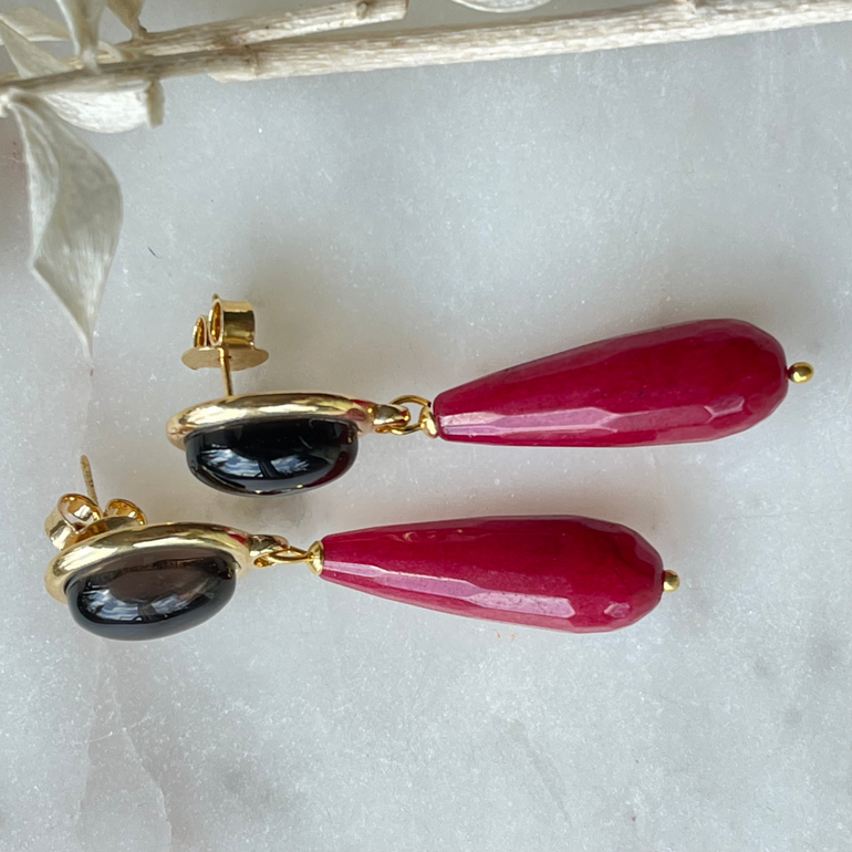 Ohrhänger GABRIELA mit Obsidian und Jade - Alessandra Schmidt Jewelry
