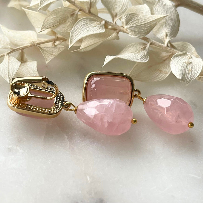Ohrringe MARIELLA mit Rosenquarz - Alessandra Schmidt Jewelry