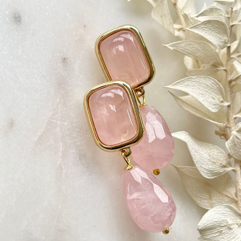 Ohrringe MARIELLA mit Rosenquarz - Alessandra Schmidt Jewelry