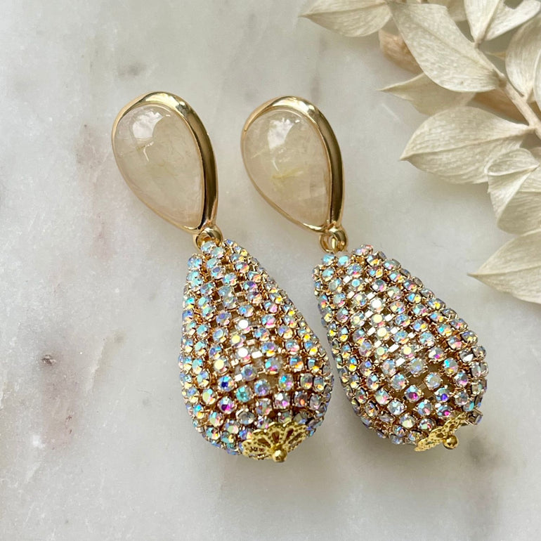 Fabelhafte Ohrringe FIESTA mit Rutilsteine und Strassperlen - Alessandra Schmidt Jewelry
