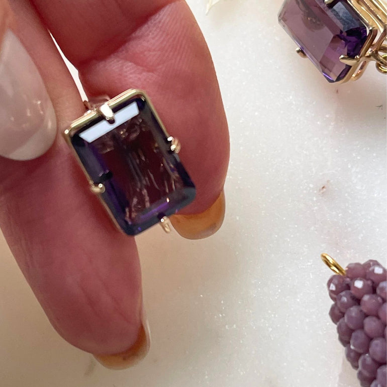 Lila Ohrclips CHARLOTTE mit  Kristallen - Alessandra Schmidt Jewelry