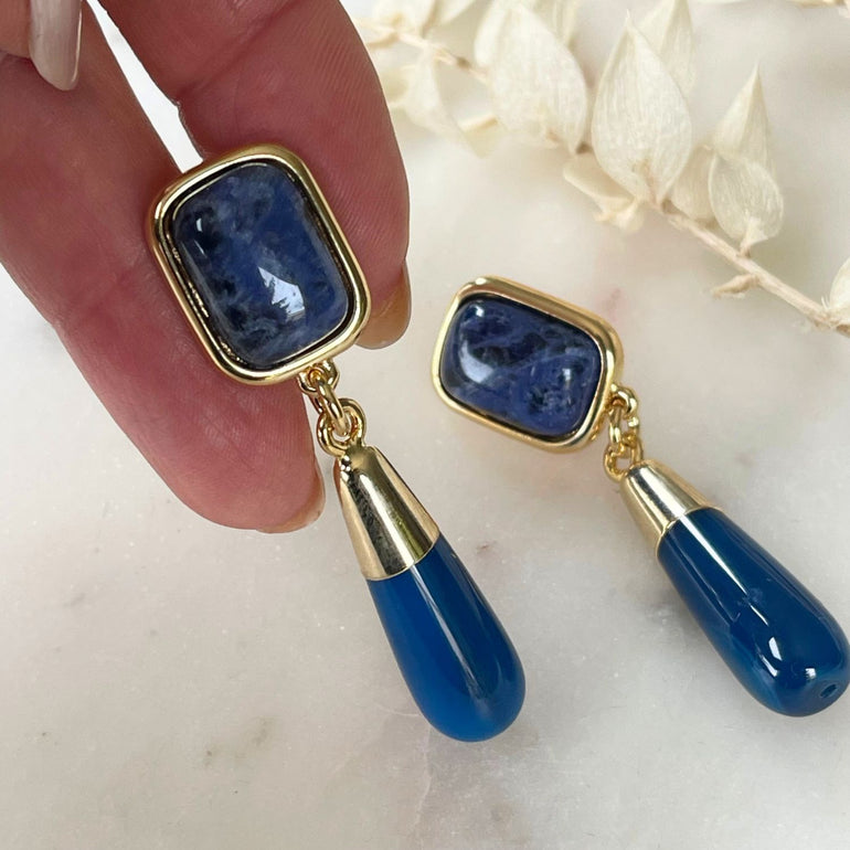 Clip-Ohrringe GABRIELA mit Sodalit - Alessandra Schmidt Jewelry