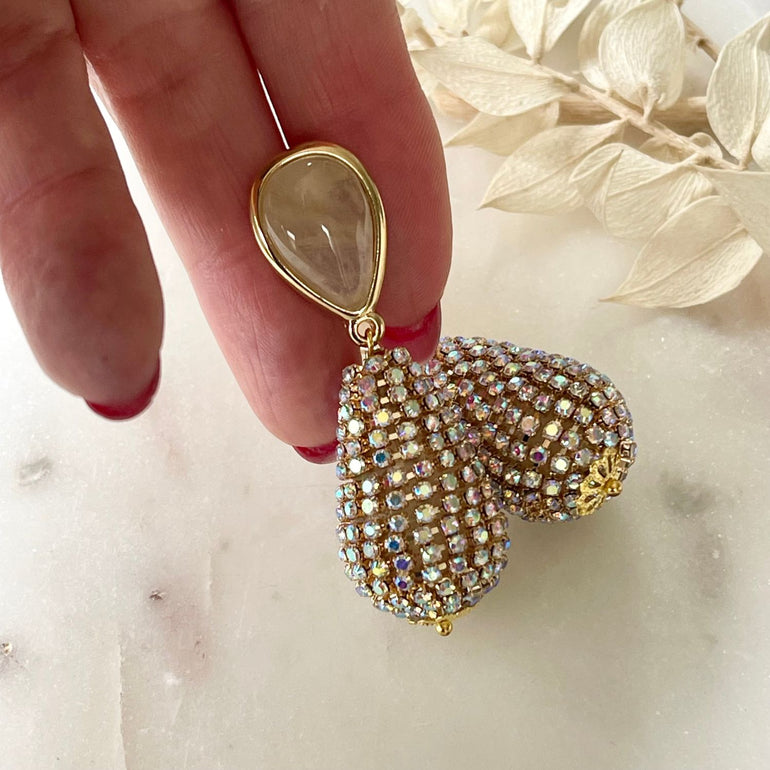 Fabelhafte Ohrringe FIESTA mit Rutilsteine und Strassperlen - Alessandra Schmidt Jewelry