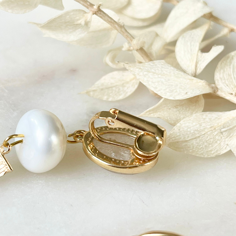 Ohrclips FRANGIA mit Rutilstein und Perlen - Alessandra Schmidt Jewelry