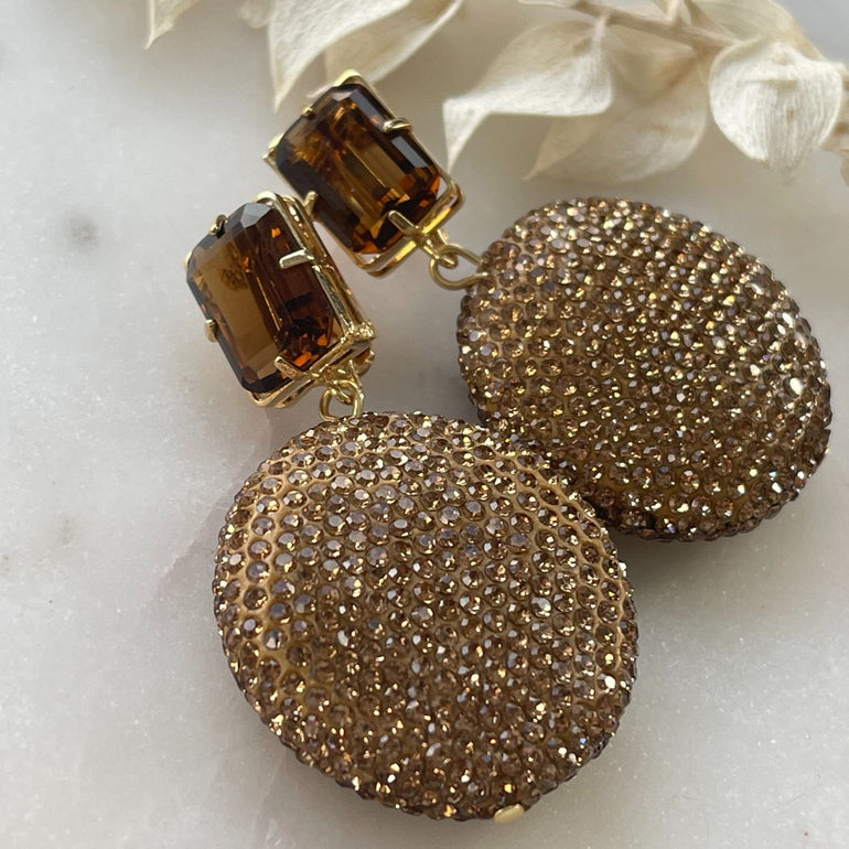 Clip-Ohrhänger PIETRA mit Kristall und Markassite - Alessandra Schmidt Jewelry
