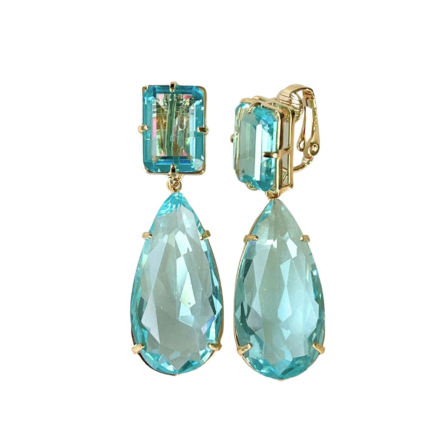 Ohrclips VICTORIA mit Kristallen Aquamarin und Citrin - Alessandra Schmidt Jewelry