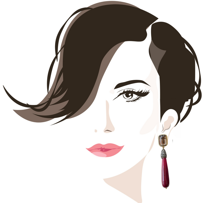 Ohrclips "MARIELA" mit Obsidian, Marcassite und Achat - Mit Clip-Verschluss - Farben: Rauchgrau und Rot - Länge. 8,00 cm Gewicht: ca. 26,75 g pro Paar - 18 K vergoldetes Messing mit natürlichen Obsidian, Marcassite und Achatsteinen