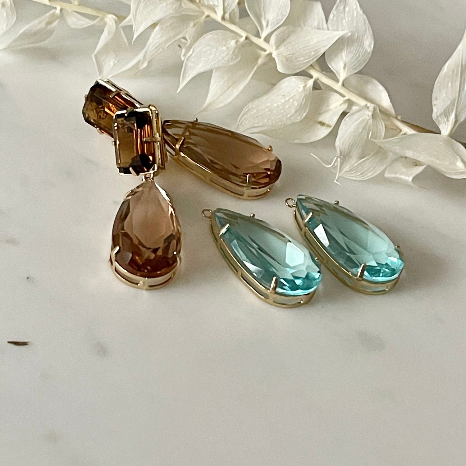 Ohrclips VICTORIA mit Kristallen Citrin und Aquamarin - Alessandra Schmidt Jewelry