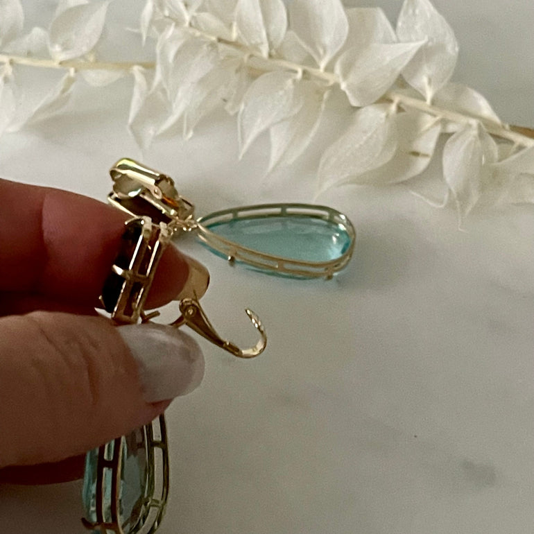 Ohrclips VICTORIA mit Kristallen Citrin und Aquamarin - Alessandra Schmidt Jewelry